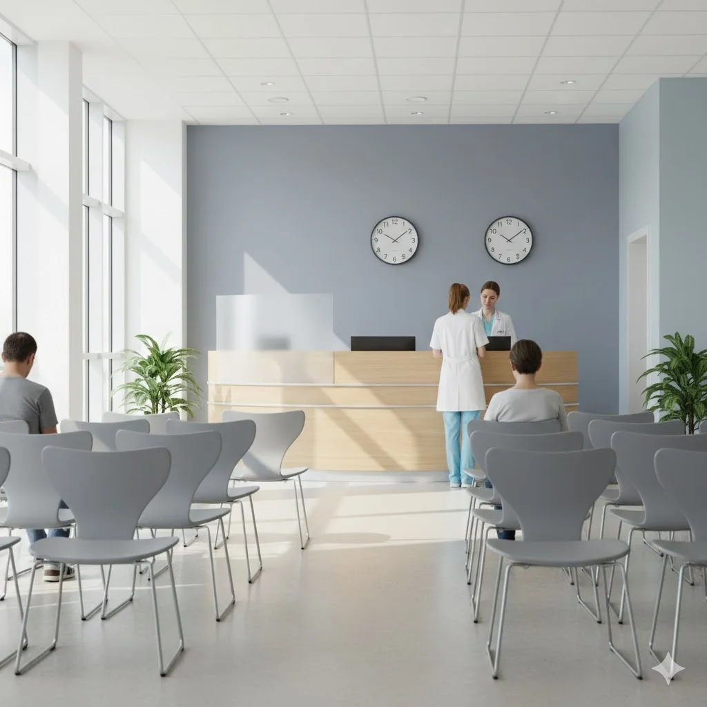 منطقة انتظار وتنظيم حجز العيادات الخارجية داخل مستشفى الدمرداش