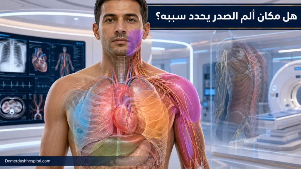 مناطق ألم الصدر وتعدد المصادر التشريحية المحتملة للألم