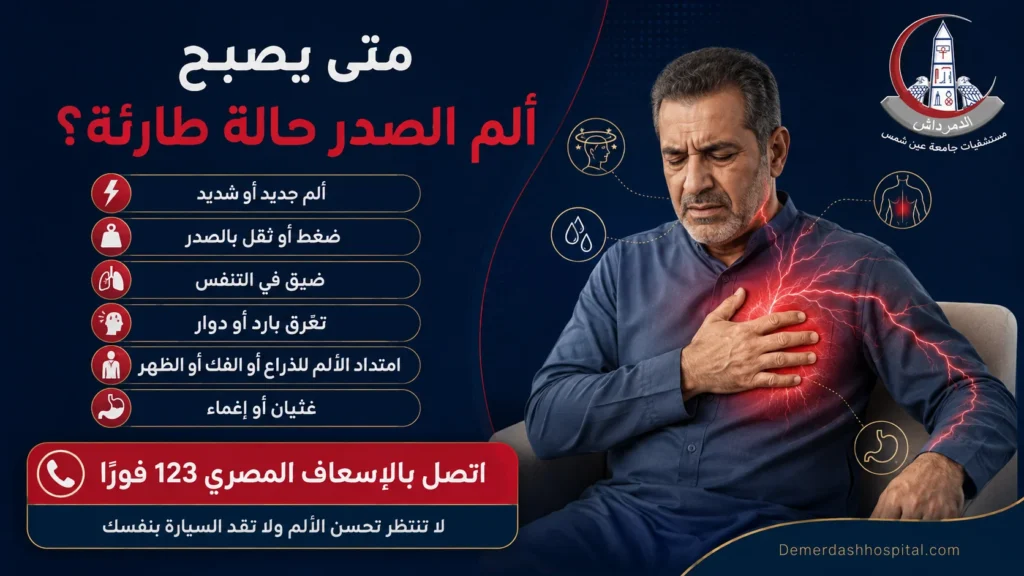 علامات خطر ألم الصدر التي تستدعي الاتصال بالإسعاف المصري 123