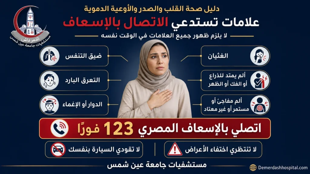 علامات خطورة ألم الصدر عند النساء ومتى يجب الاتصال بالإسعاف 123