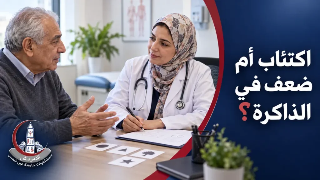 طبيبة تقيّم شكاوى الذاكرة والانتباه لدى رجل كبير السن يعاني من أعراض اكتئابية