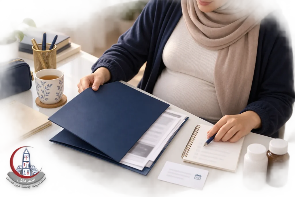 تجهيز التقارير والأدوية قبل أول زيارة لمتابعة الحمل