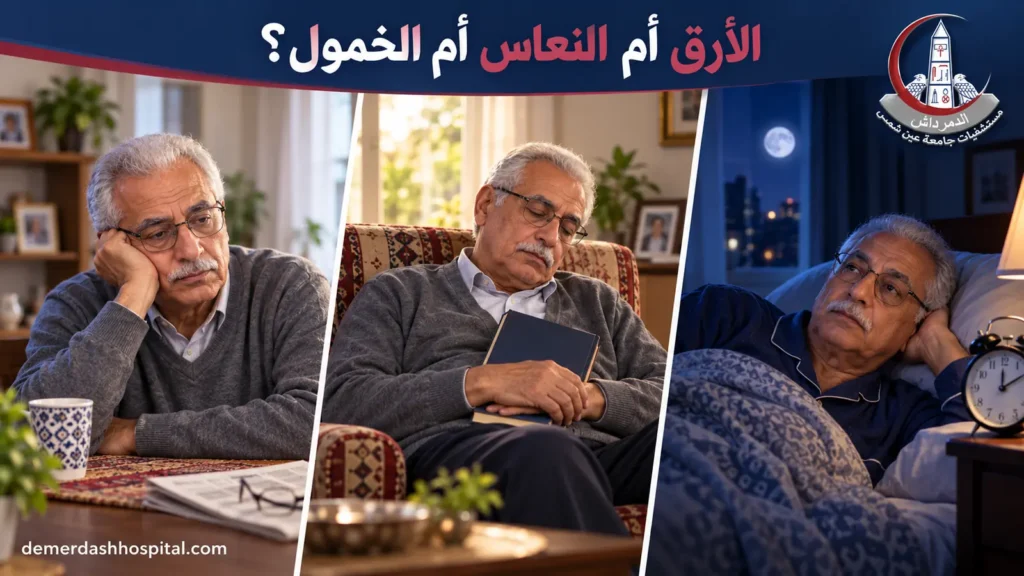 مقارنة بصرية بين الأرق والنعاس النهاري والخمول لدى كبار السن.